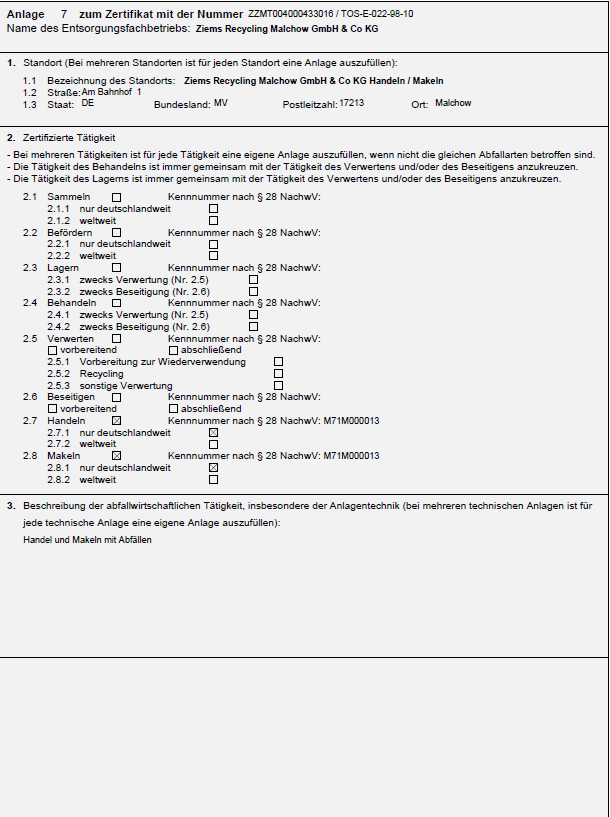 Zertifikat Handeln Makeln Malchow 2025